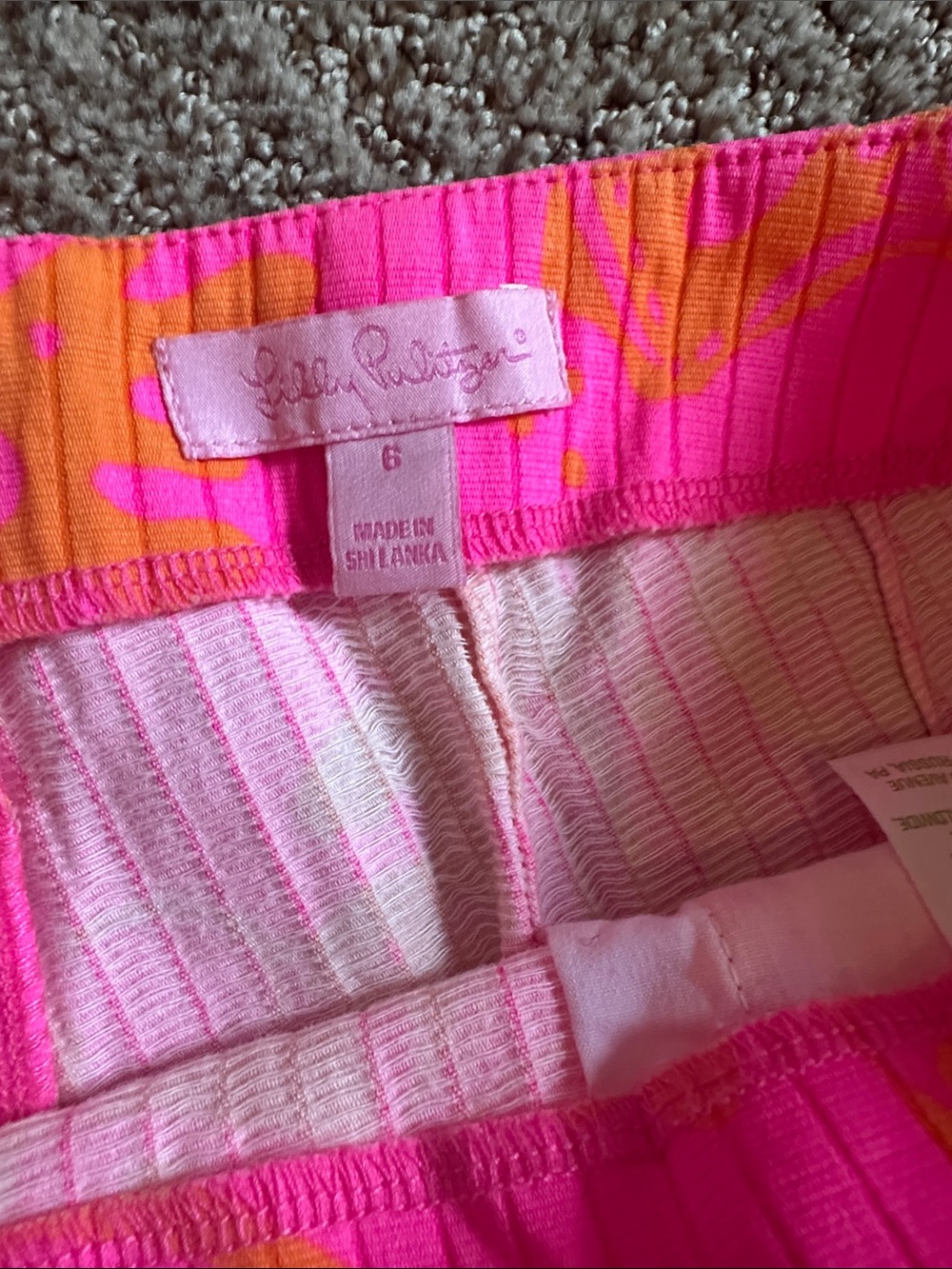 Lilly Pulitzer Pink & Orange Floral Ribbed Athletic Shorts - Picture 2 of 3